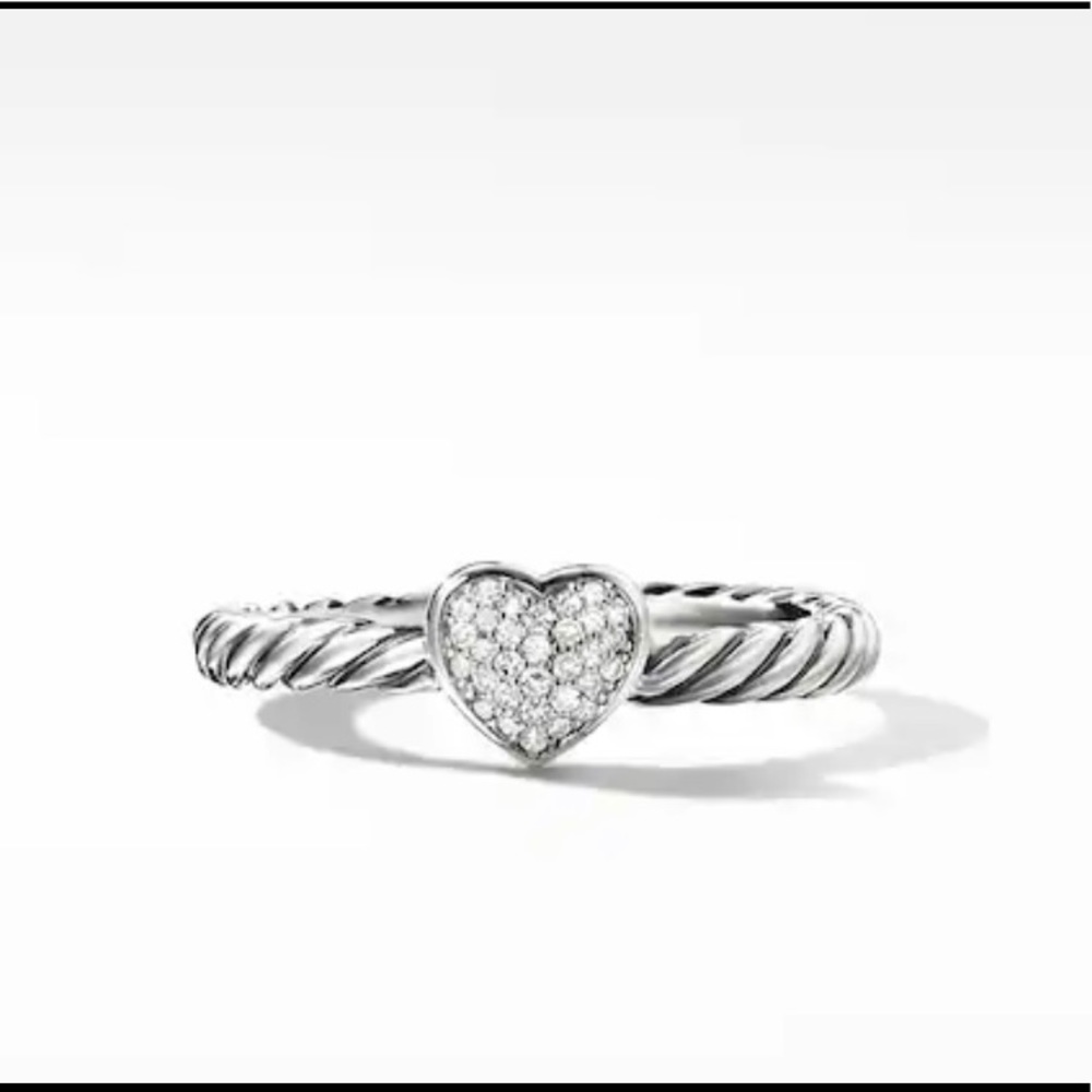 David Yurman Petitie pave heart ring size 8